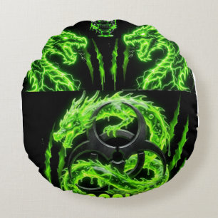 TOCOCLAWS Zwilling Neon Grün Lightning Dragons Rundes Kissen