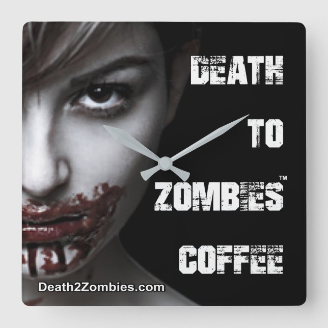 Tod an der Zombies-Kaffeenzeitschrift Quadratische Wanduhr (Vorderseite)