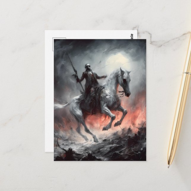 Tod auf einem blassen Pferd Macabre Kunst Postkarte (Vorderseite/Rückseite Beispiel)