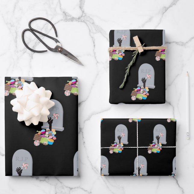Tod durch Candy Halloween Design Geschenkpapier Set (Vorderseite)