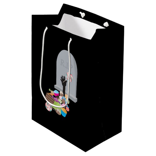 Tod durch Candy Halloween Design Mittlere Geschenktüte (Vorderseite Schrägansicht)