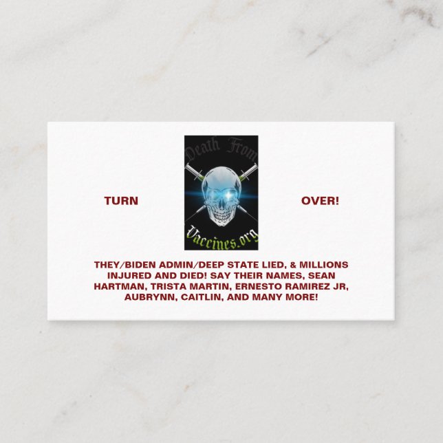 Tod durch herkömmliche Visitenkarte (Vorderseite)