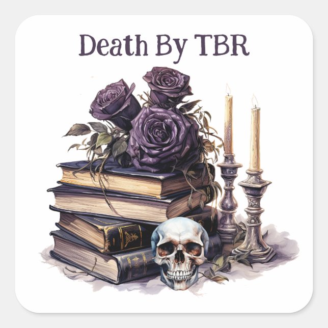 Tod durch TBR, Buch Lover Quadratischer Aufkleber (Vorderseite)