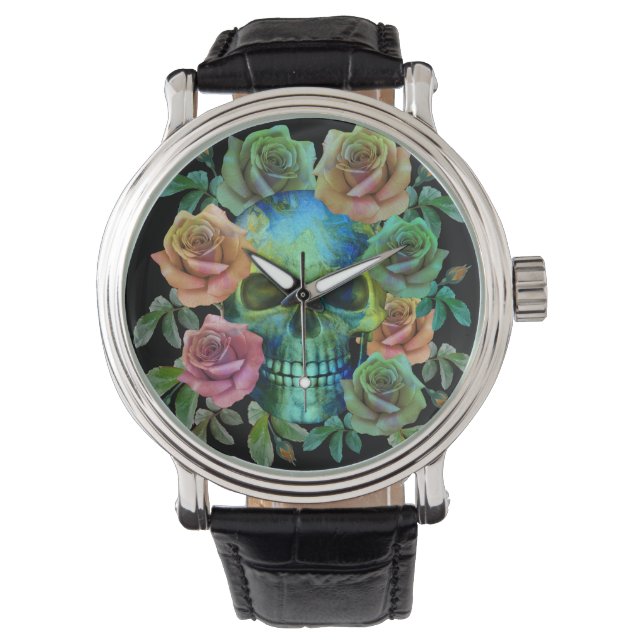 TOD GRÜNE FÄHIGKEIT MIT BLUME ARMBANDUHR (Vorderseite)