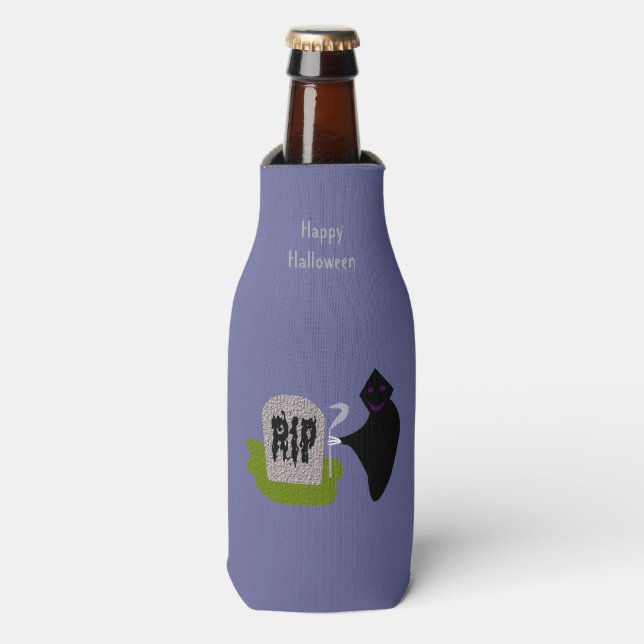 Tod im Friedhof Halloween Flasche Cooler Flaschenkühler (Flaschenvorderseite)