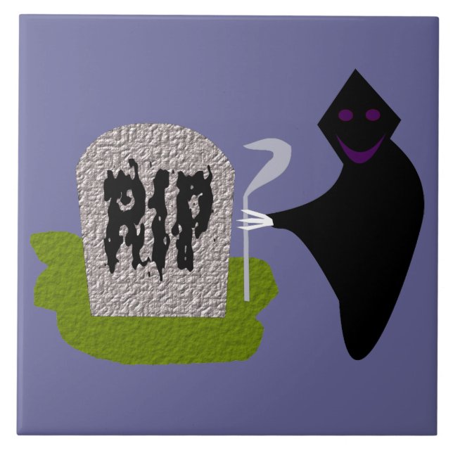 Tod im Friedhof Halloween-Tile Fliese (Vorderseite)