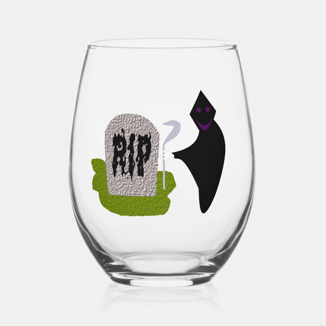 Tod im Friedhof Halloween Weinglas Ohne Stiel (Vorderseite)