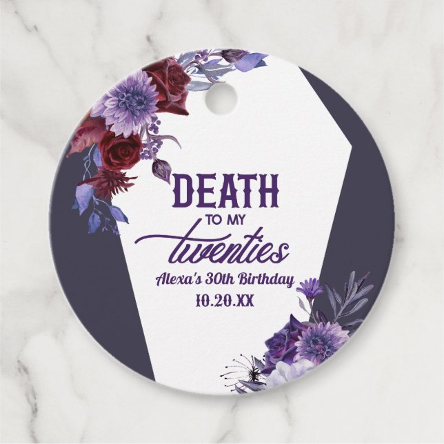 Tod in meinen zwanziger Jahren, florales 30. Gebur Geschenkanhänger (Vorderseite)