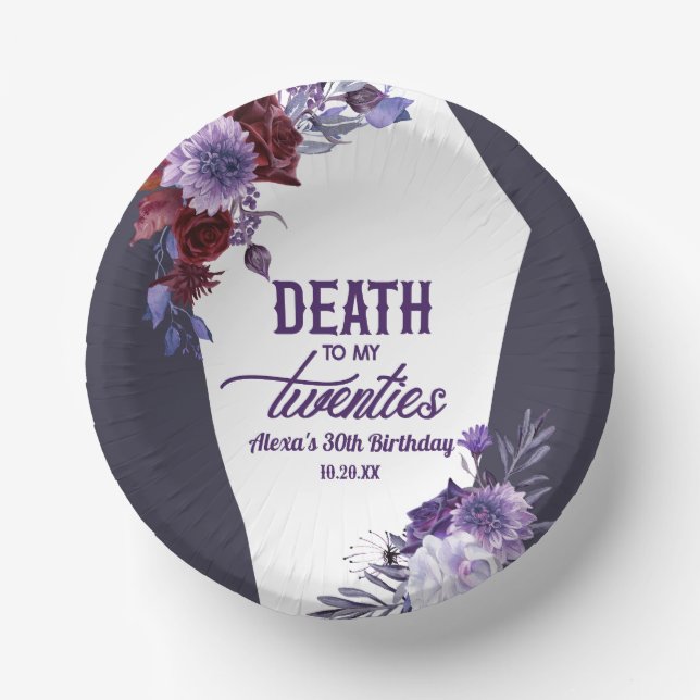 Tod in meinen zwanziger Jahren, florales 30. Gebur Pappteller (Vorderseite)