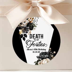 Tod meinem Vierzigern Floral 50. Geburtstagsfeier Runder Aufkleber