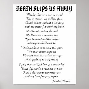 TOD SCHLICKT UNS WEG Gedicht Poster