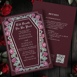 Tod tun wir Teil Rose Red Gothic Wedding QR Code Einladung