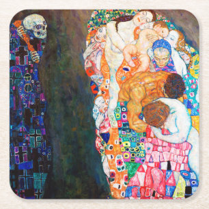 Tod und Leben, Gustav Klimt Rechteckiger Pappuntersetzer