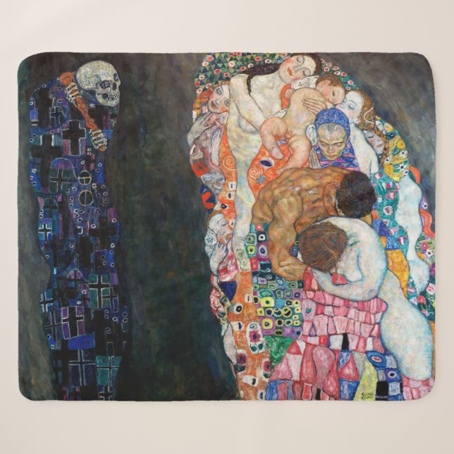 Tod und Leben | Gustav Klimt | Sherpadecke (Vorderseite (Horizontal))