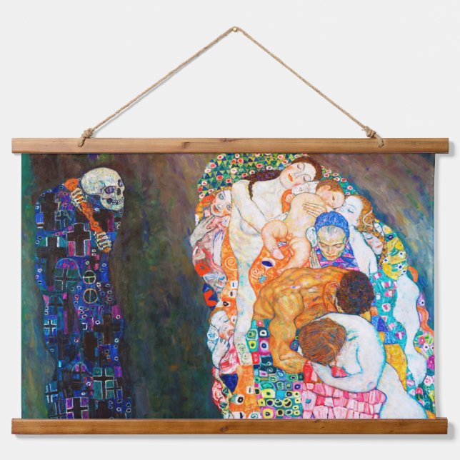 Tod und Leben, Gustav Klimt Wandteppich Mit Holzrahmen (Vorne)