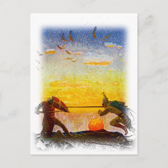 Tod von Arthur und Mordred Postkarte (Vorderseite)