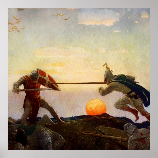 "Tod von König Arthur und Sir Mordred" von NC Wyet Poster (Vorne)