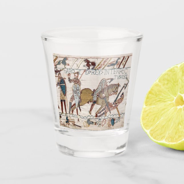 Tod von König Harold (Bayeux Tapestry) Schnapsglas (Vorderseite)