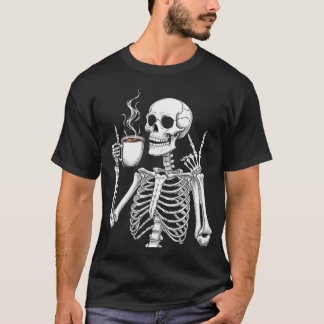 Tod vor Decaf - Skeleton Coffee Lover Design T-Shirt