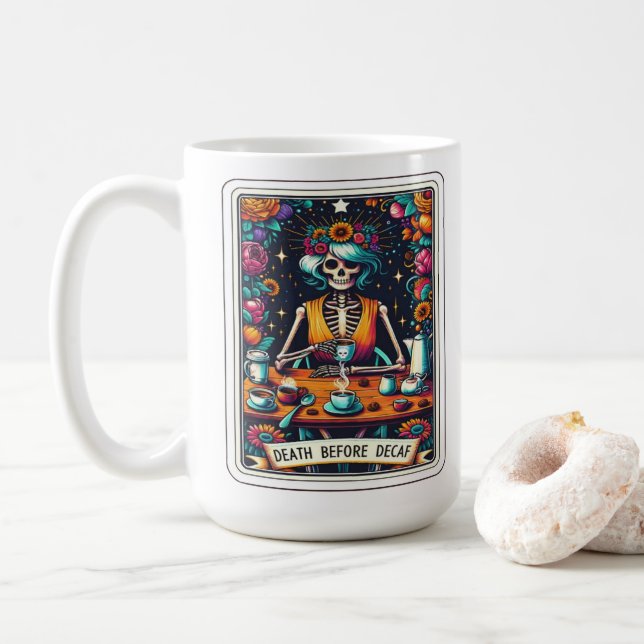 Tod vor der Entf-Tarot-Kartensammlung Kaffeetasse (Mit Donut)