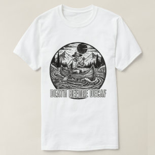 Tod vor entcoffeiniertem Skelett-Kanü-Design T-Shirt