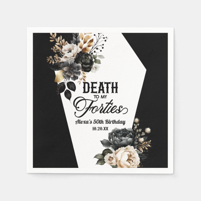 Tod zu meinen Vierzigern Blumenkohl 50. Geburtstag Serviette (Vorderseite)