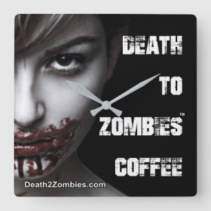 Tod zur Zombie-Kaffee-Uhr Quadratische Wanduhr