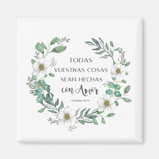 Todas vuestras cosas spanischer Bibelverse Magnet (Vorne)