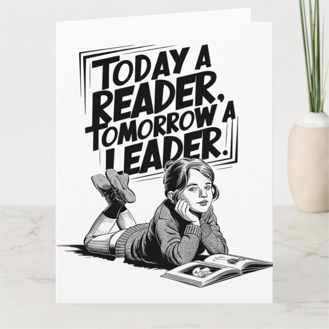Today a Reader - Book Reading Girl - Bookworm Girl Karte (Vorderseite)