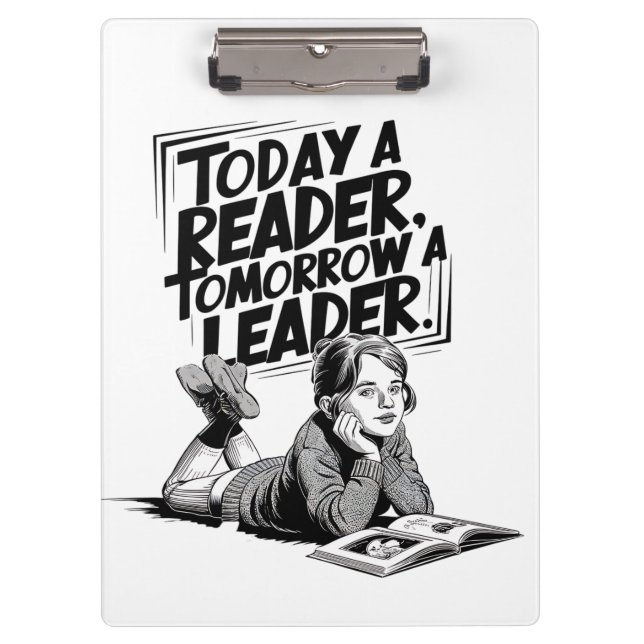 Today a Reader - Book Reading Girl - Bookworm Girl Klemmbrett (Vorderseite)
