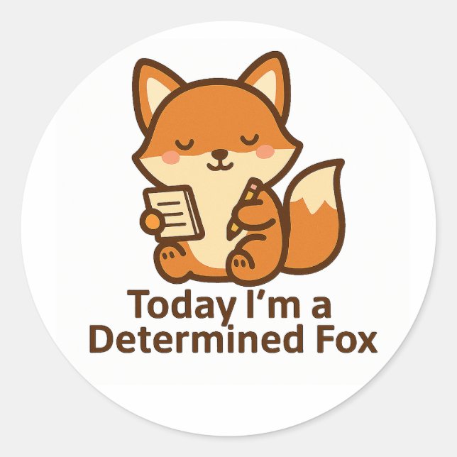 Today I’m a Determined Fox – Kawaii Sticker (Vorderseite)