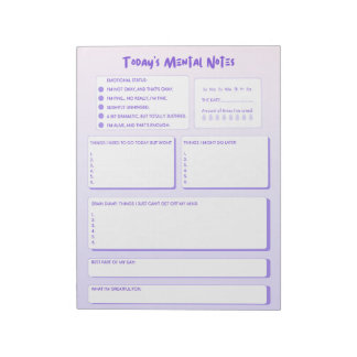 Today's Mental Notes Notepad Notizblock