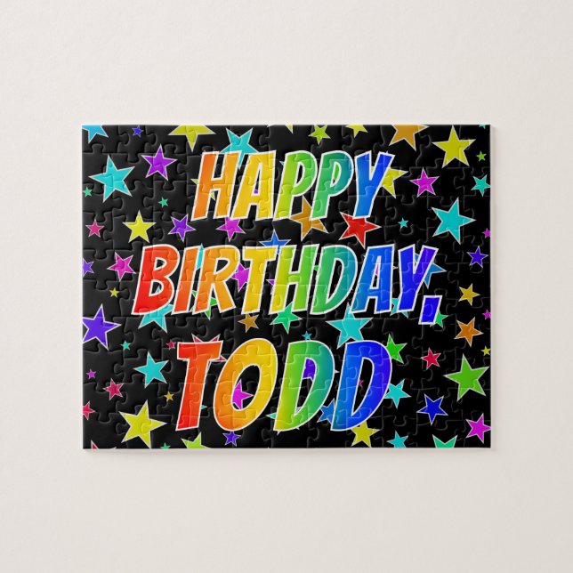 "TODD" First Name, Fun "HAPPY BIRTHDAY" (Horizontal)