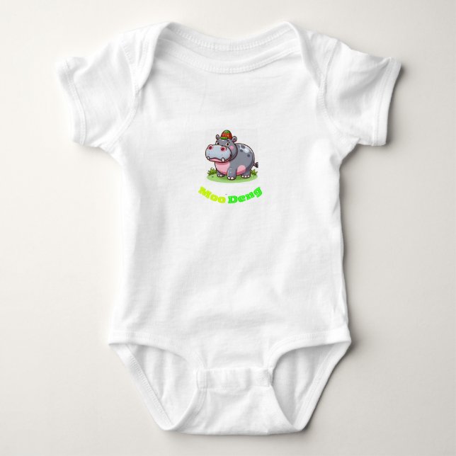 Toddle Bodysuit mit Moo Deng Baby Strampler (Vorderseite)
