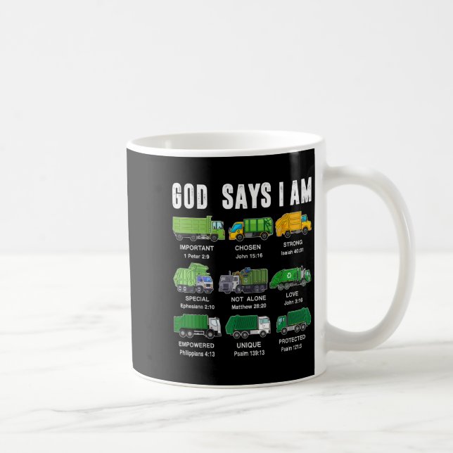 Toddler Boy God Says I Am Garbage Truck Jesus Brot Kaffeetasse (Rechts)