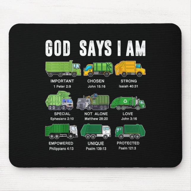 Toddler Boy God Says I Am Garbage Truck Jesus Brot Mousepad (Vorne)