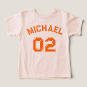 Toddler Boy Orange Nom Jersey Numéro Sport doux