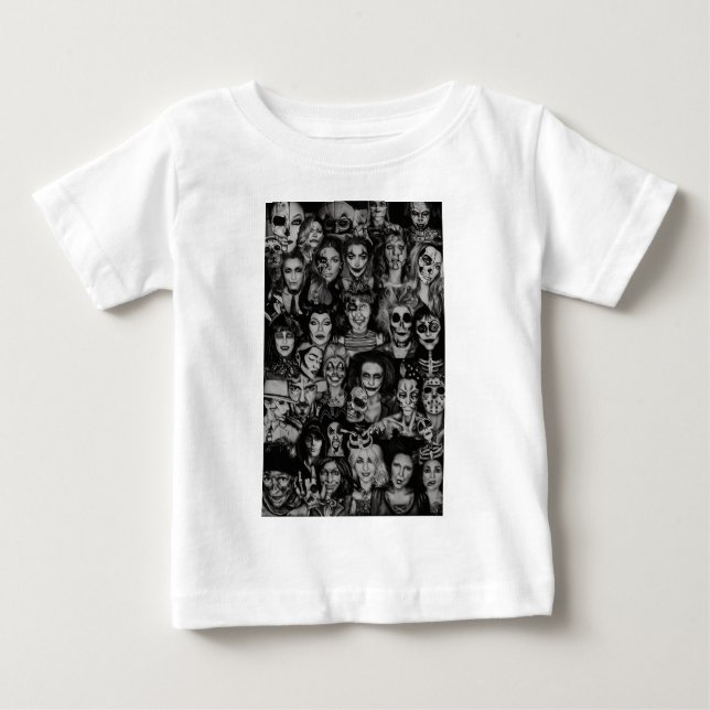 Toddler BW Halloween Collage T-Shirt (Devant)