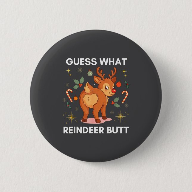 Toddler Christmas Ugly Sweater Guess What Reindeer Button (Vorderseite)