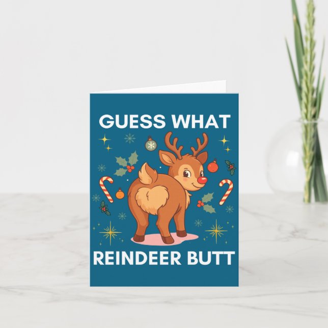 Toddler Christmas Ugly Sweater Guess What Reindeer Karte (Vorderseite)