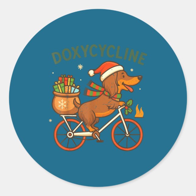 Toddler Doxycycline Long Hair Dachshund Christmas  Runder Aufkleber (Vorderseite)