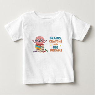 Toddler-Shirt „Brains Crayons and Big Dreams“ Baby T-shirt
