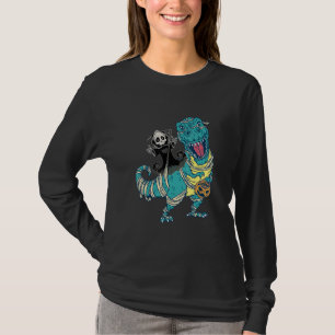 Todes Skelett Reitet Mumie Dinosaurier rex Hallowe T-Shirt