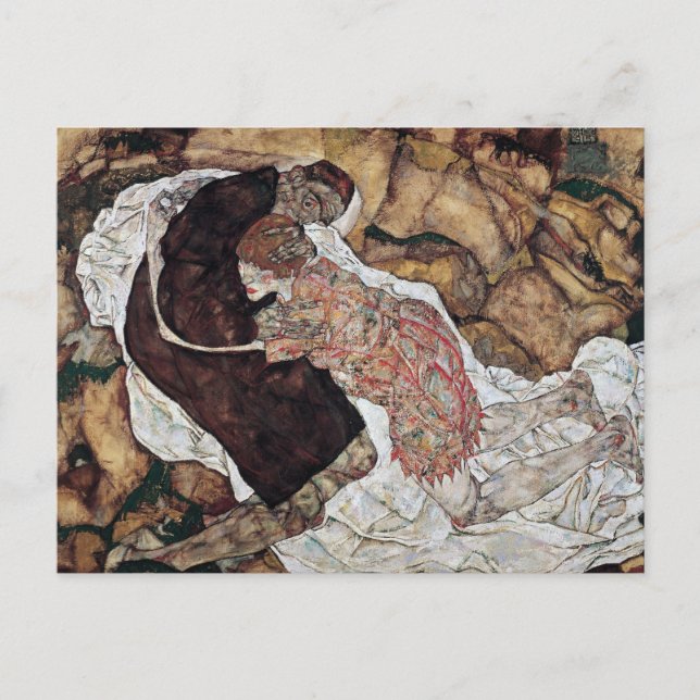 Todes und Mädchen Gemälde von Egon Schiele Postkarte (Vorderseite)