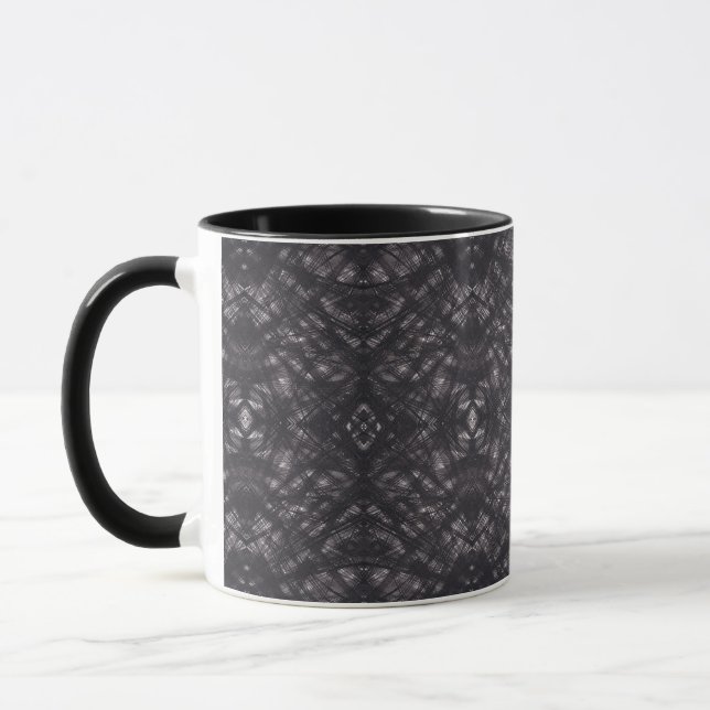 Todesdunkle Schwarze Abstrakte Aquarellkunst Tasse (Links)