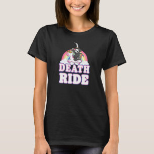 Todesfahrt Regenbogen Sensenmann Reitendes Einhorn T-Shirt