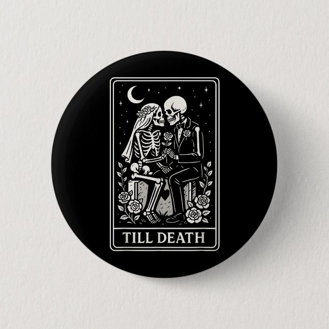 Todesfallskelett-Paar Tarot Gothic Hochzeit Button (Vorderseite)