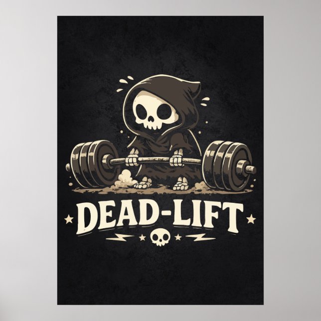 Todesheben, süßer Sensenmann-Cartoon - Fitnessstud Poster (Vorne)