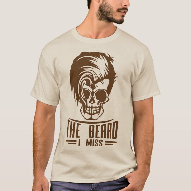 Todeskopf Hipster Beard Miss Frisur T-Shirt (Vorderseite)
