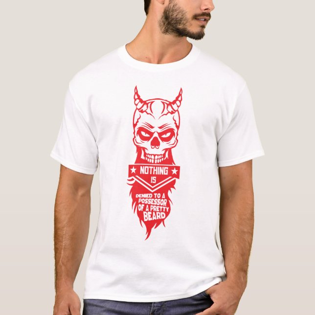 Todeskopf Hipster Zitat Beard 2 Poster T-Shirt (Vorderseite)